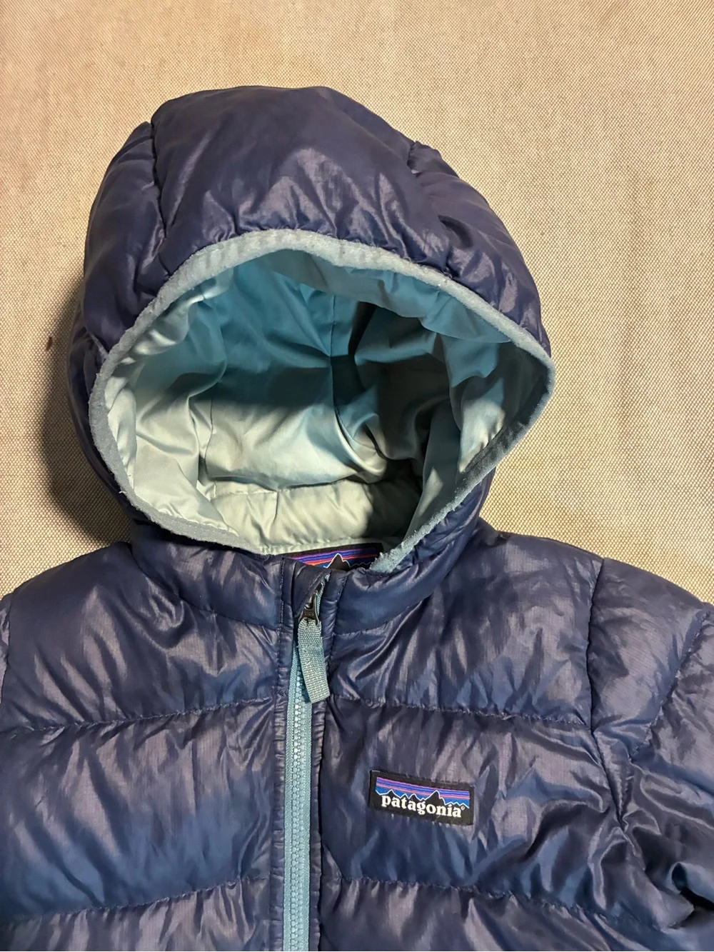 Patagonia Kids Navy and Light Blue Puffer Jacket